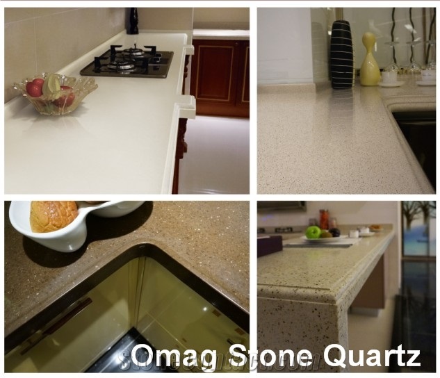 Omag White & Light Brown Galaxy Kitchen Countertops