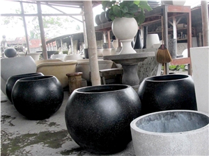 Terrazzo Garden Outdoor Plant Pots, Black Flower Pot