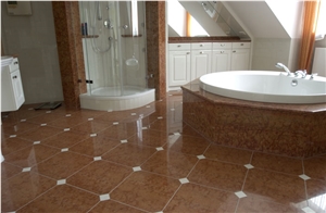 Rosso Corallo Marble Bathroom Design