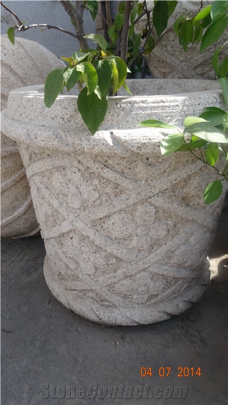 Granite Flower Pots and Planters, Yellow Granite Flower Pots