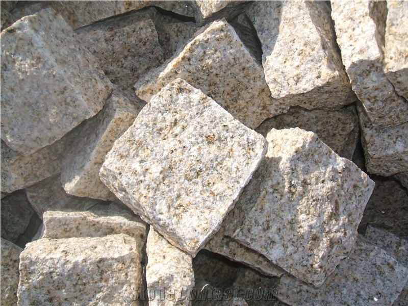 Yellow Cube Stone & Paver, G682 Yellow Granite Cube Stone