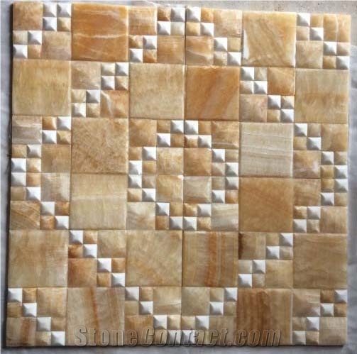 Yellow Onyx Mosaic Pattern Tiles