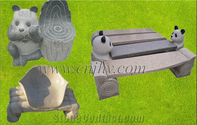 Garden Bench and Table,Grey Granite Stone Jh4007
