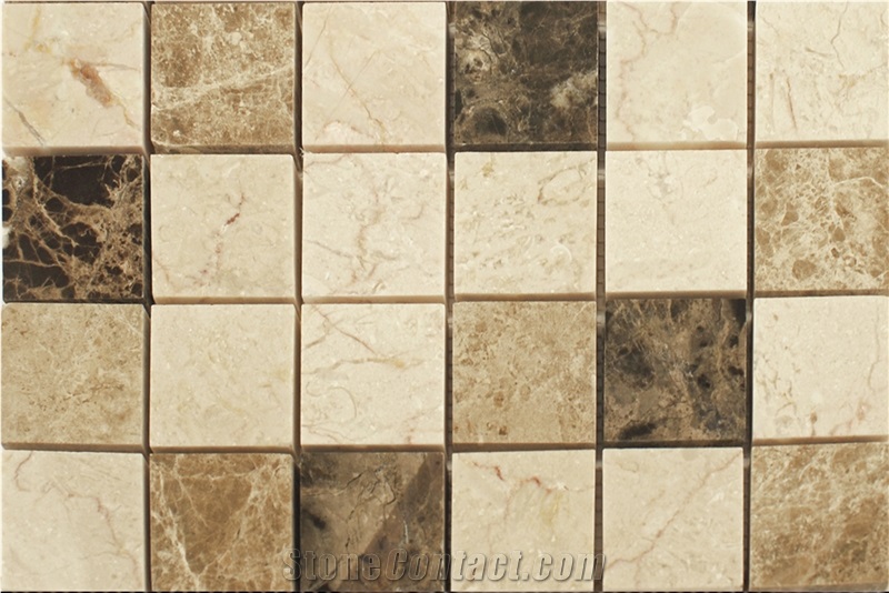 Dark and Light Beige Marble Mosaic