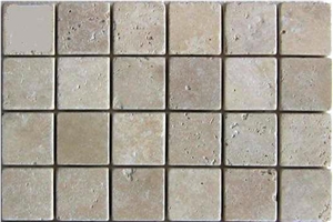 Tumbled Travertine Colored Mosaic, Scabos Brown Travertine Mosaic
