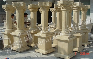 Beige Marble Columns, Decorative Columns, Architectural Columns