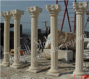 Beige Marble Columns, Decorative Columns, Architectural Columns
