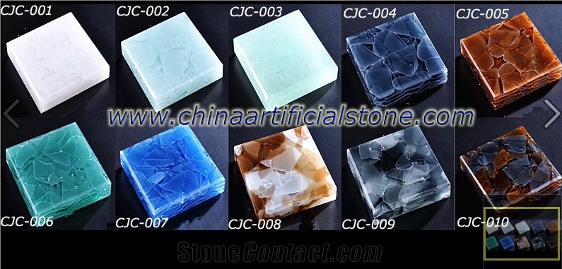Blue 3d Crystall Jade Glass Stone Slab,Light Transmitted