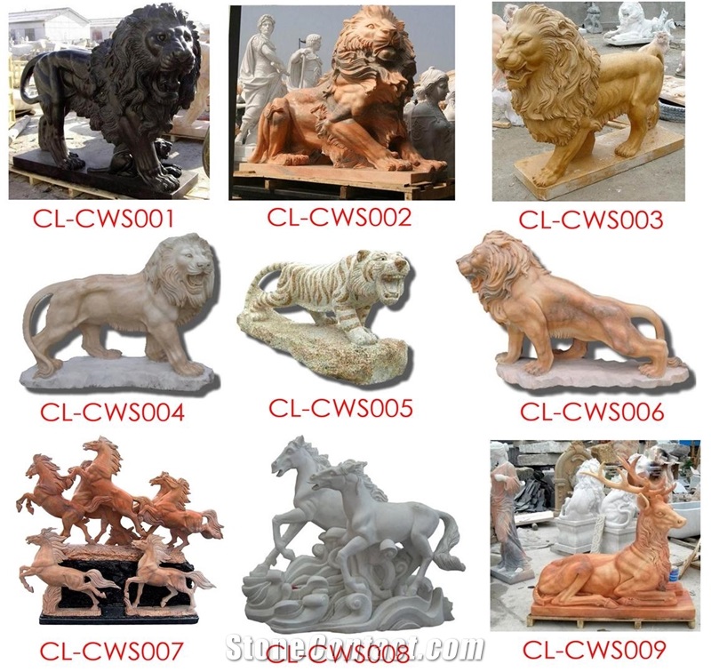 Animal Stone Sculpture,Horse Stone Carving,Marble Lion Sculpture,Garden Stone Lion Statues