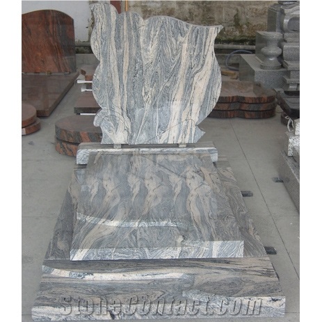 China Juparana Granite Book Shape Headstone,Slant Gravestone