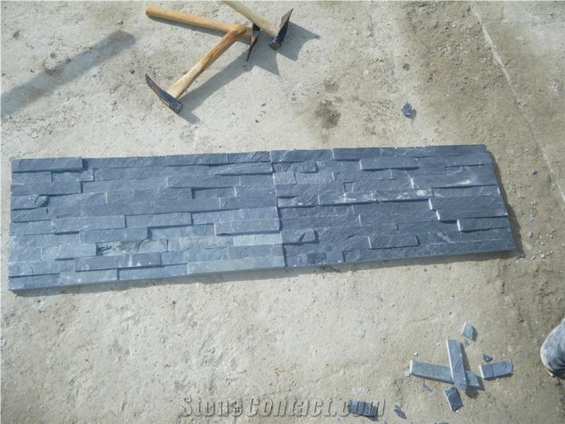 China Black Slate Cultured Stone Wall Stone Split Face Loose Ledge Stone Walling Panel,Stacked Stone