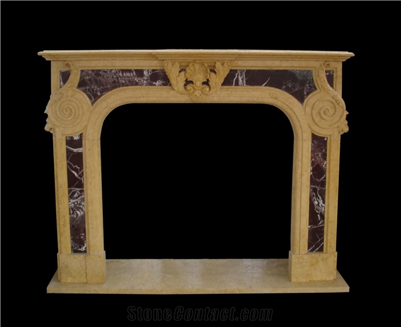 Multicolor Marble Fireplace Surround and Accessories, China Multicolor Marble