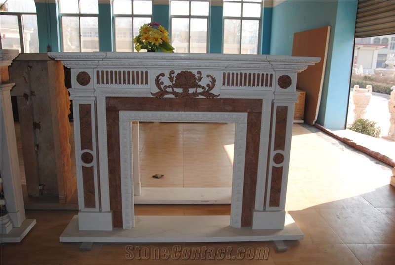 Multicolor Marble Fireplace Surround and Accessories, China Multicolor Marble