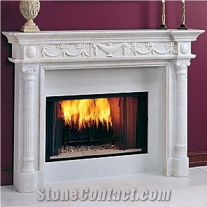 High Quality Stone Fireplace Designs on Sale, China Beige Marble Fireplace
