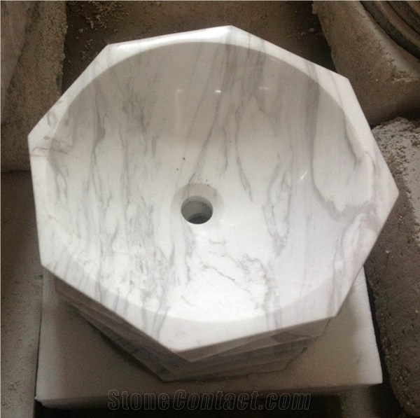 Cheap White Carrara Marble Polished Wash Sinks