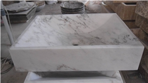 Cheap White Carrara Marble Polished Wash Sinks