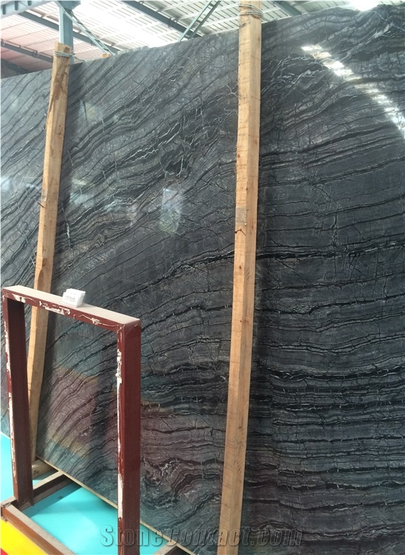 Ancient Wood Marble Slab, China Black Wood Vein Marble