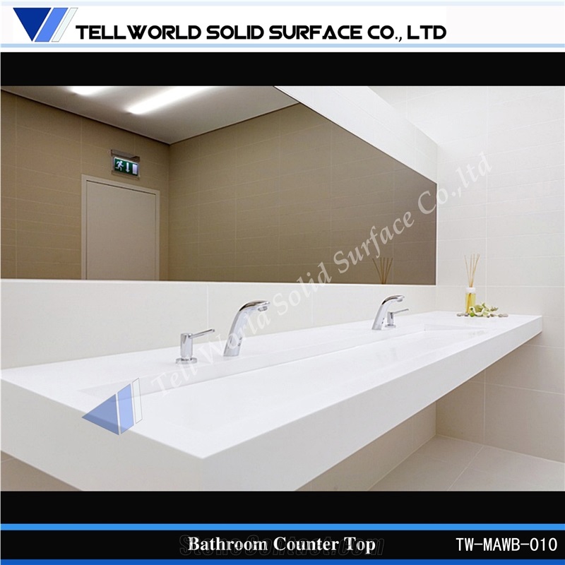 Artificial Marble White Wash Basin with Countertop