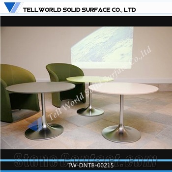 Modern Round Stainless Steel Base Dining Table