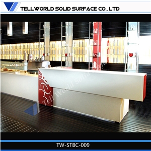 Pure Acrylic Solid Surface Bar Table,Modular Decoration Red Stone