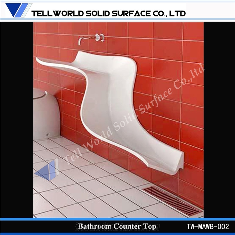 Pure Acrylic Solid Surface Exclusive New Design Curved Wash Sink