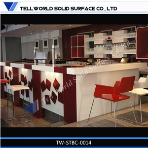 Red and White Coffee Shop Bar Counter for Sale
