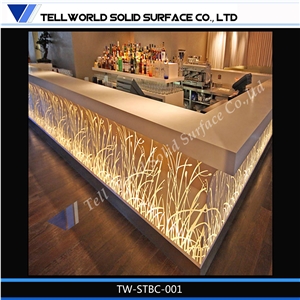 Tw High End Flower Carving Bar Counter Illuminated Bar Table