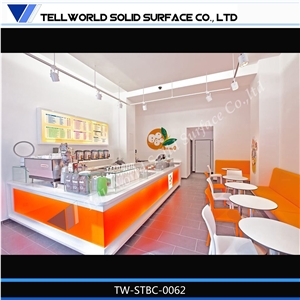Tw Orange Color Juice Bar Counter Furniture Designs