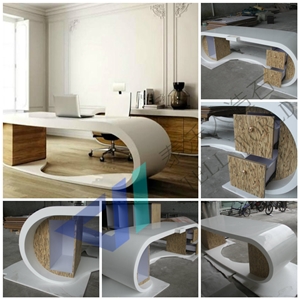 Wood Cabinets Design Reception Office Desk