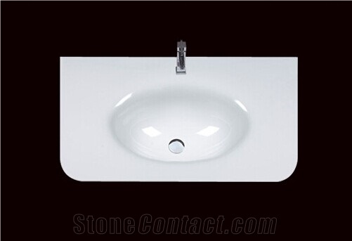 Pure White Crystallized Glass Stone Wash Basin