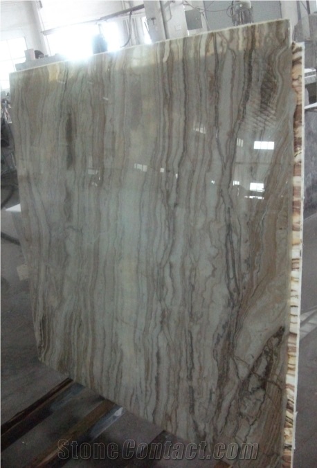 Natural Transparent Stone and Glass Composite Honeycomb Backed Panels