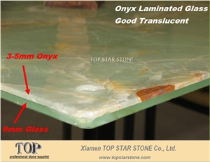 Onyx Laminated Glass Panel Tiles, Pakistan Green Onyx