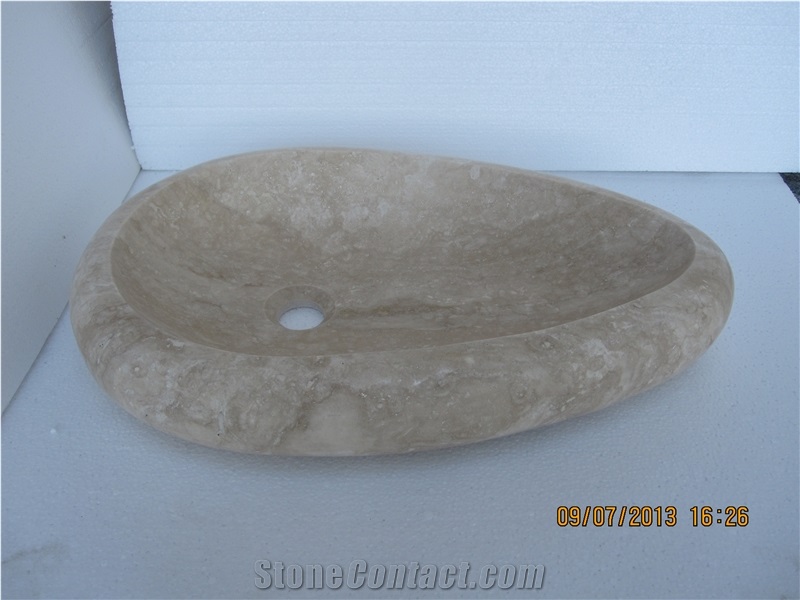 High Quality Light Brown Marble Sink