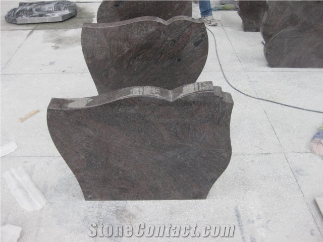 Multicolor Red Granite Carving Headstone on Sales