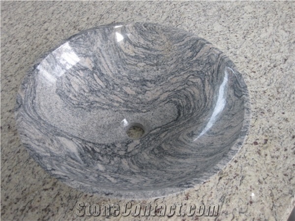 Polished China Juparana Granite Stone Kitchen Round Sinks,Oval Granite Washing Bathroom Basin,Above Countertops Washing Bowls