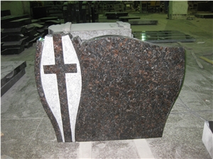 Red Granite Headstone,Cross Carving Monument