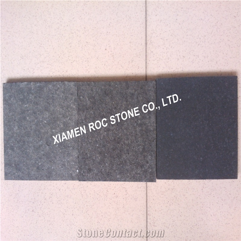 China G684 Black Basalt, Black Lava Stone Tiles, Flamed Black Basalt Tiles