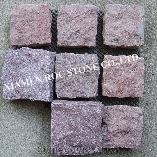 Dayang Red Granite Paving Stone,Fujian Red Porphyry Cube Stone