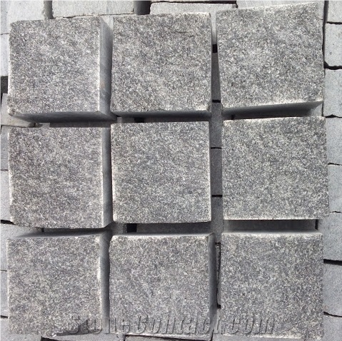 Black Gabbro Granite Cubes, Splited Surface 4x Cut, Kometa Black Granite Cube Stone & Pavers