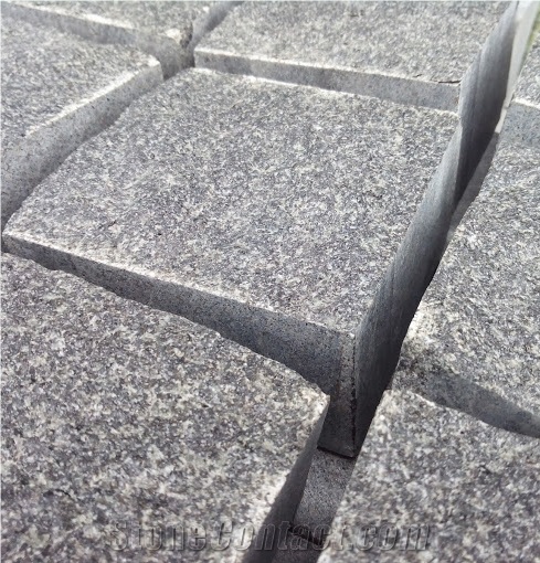 Black Gabbro Granite Cubes, Splited Surface 4x Cut, Kometa Black Granite Cube Stone & Pavers