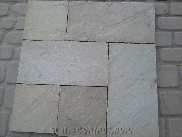 Raveena Sandstone, Mint White Sandstone Cube Stone & Pavers