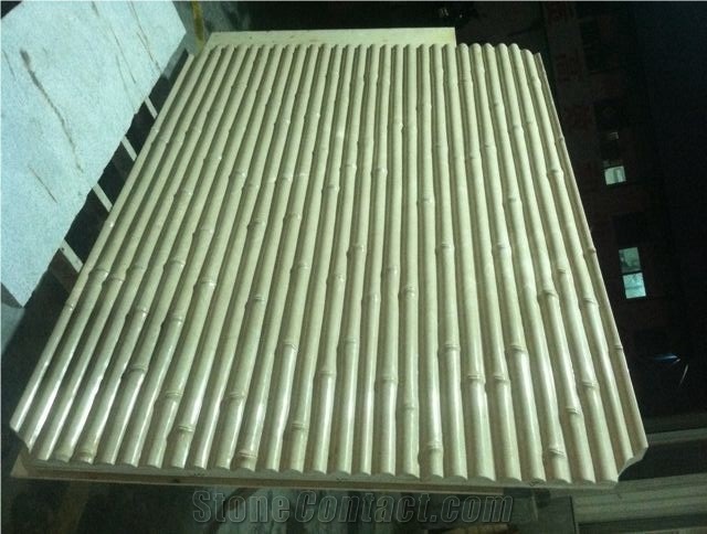 China beige marble bamboo shape wall relief