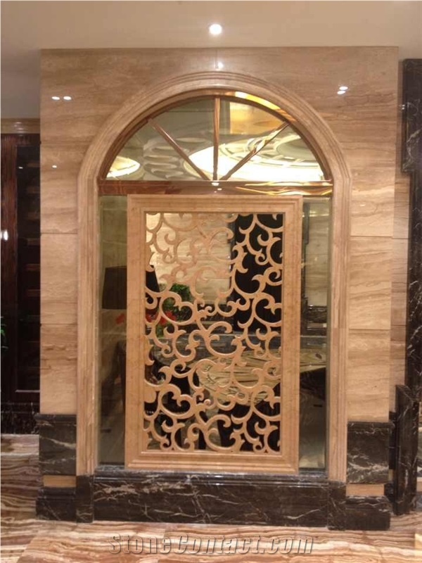 China beige marble relief for window decoration