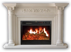 China Eastern White Marble Fireplace Mantel- Modern Style