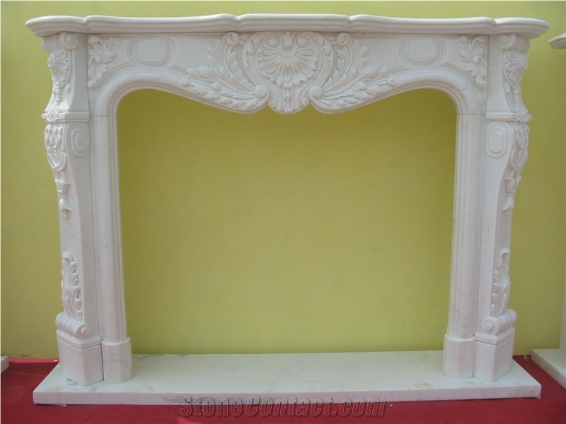 Good Design Eastern White Mabrble Human Sculptured Fireplace- Western Style