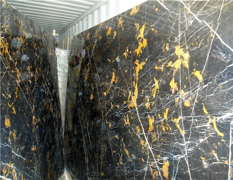 Black with Gold Vein Marble - Pakistan Slabs & Tiles, Black and Gold Marble Slabs & Tiles