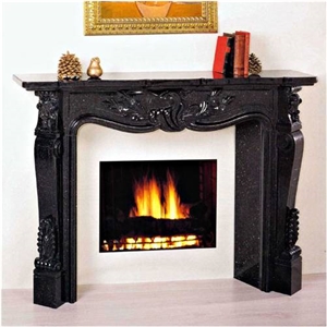 China Marquina Black Marble Fireplace Mantel