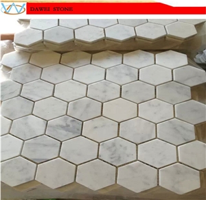 White Volakas Marble Mosaic Tiles