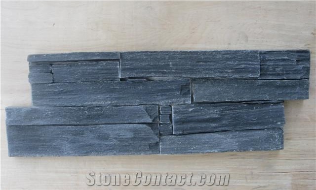 Cement Backed Ledger Panels, Black Quartzite Cultured Stone