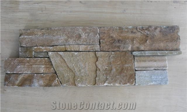 Cement Backed Ledger Panels, China Yellow Slate Cultured Stone